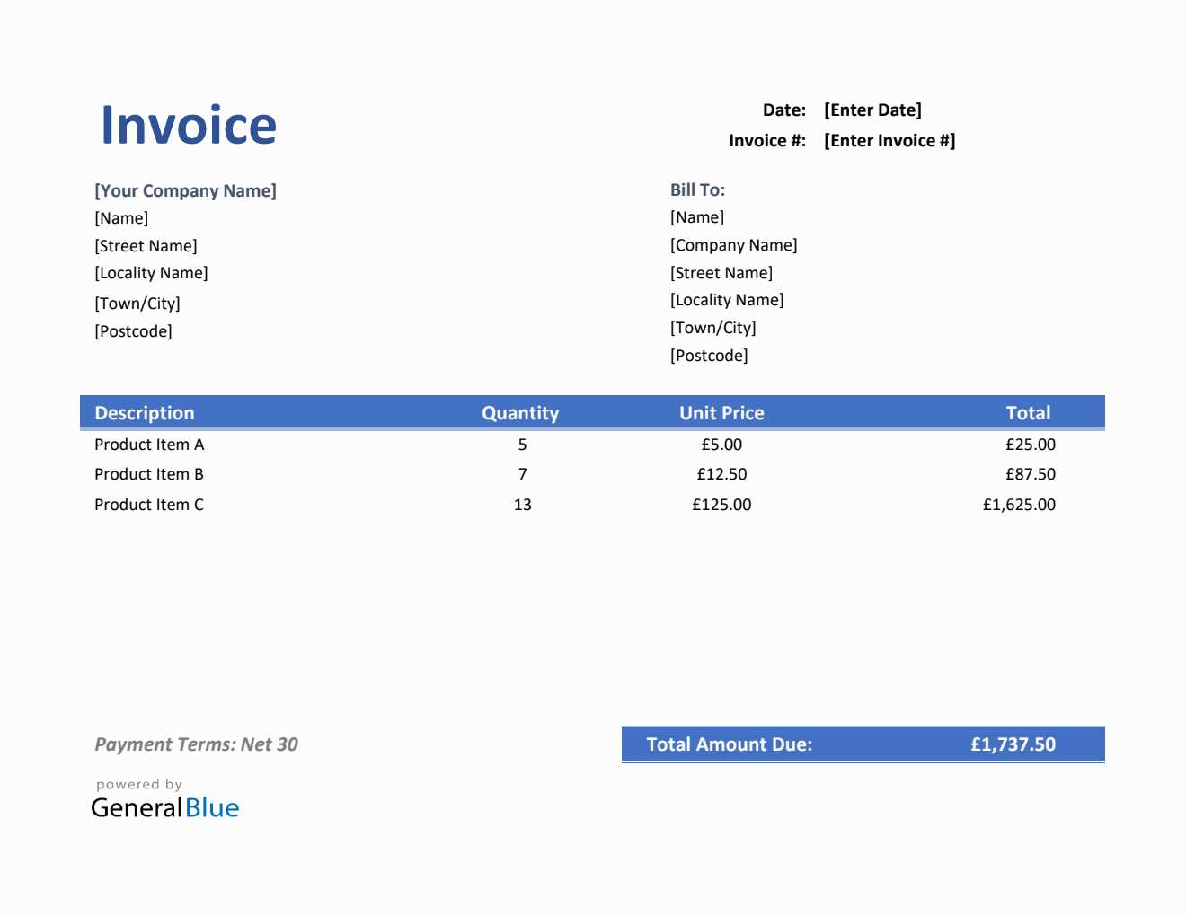 pro forma invoice template uk