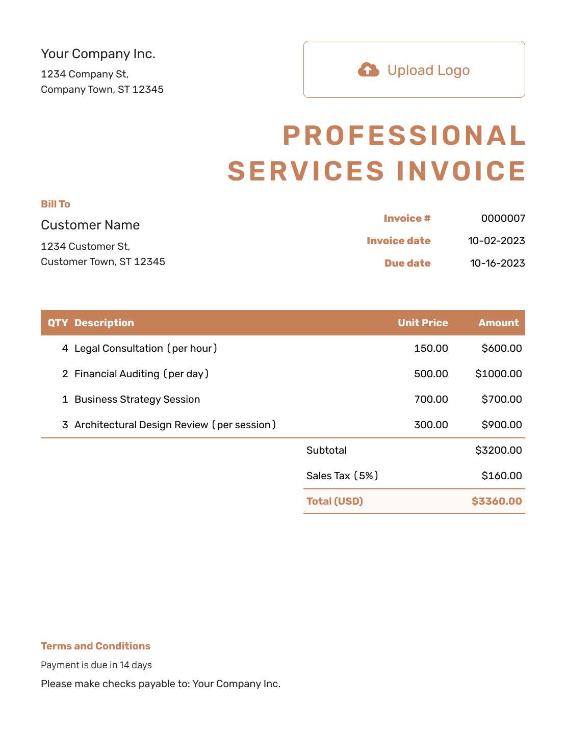 professional invoice template word