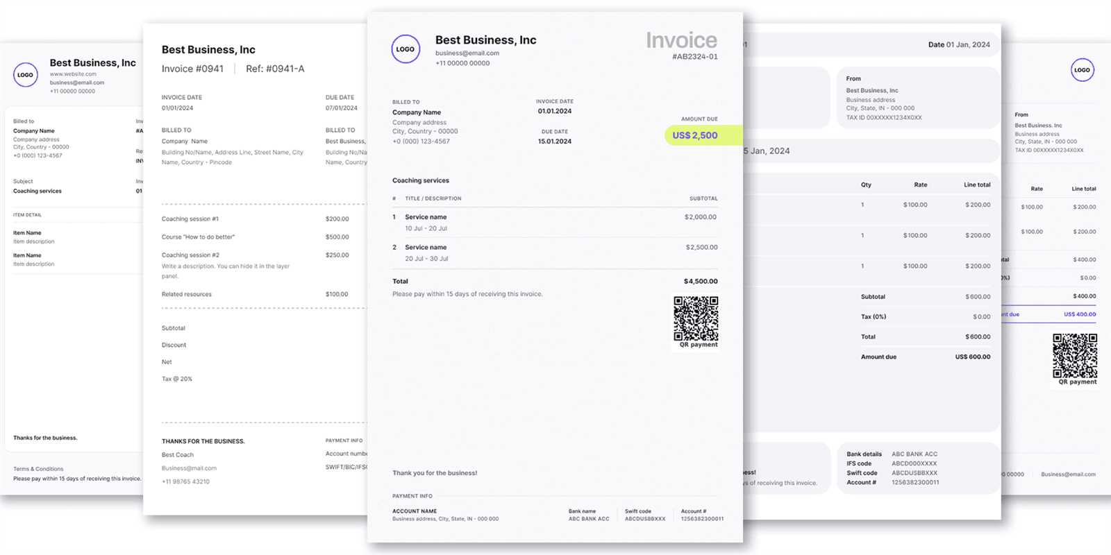 professional invoice templates