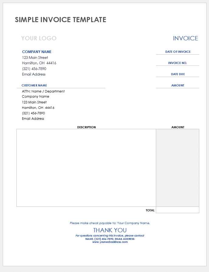 professional service invoice template