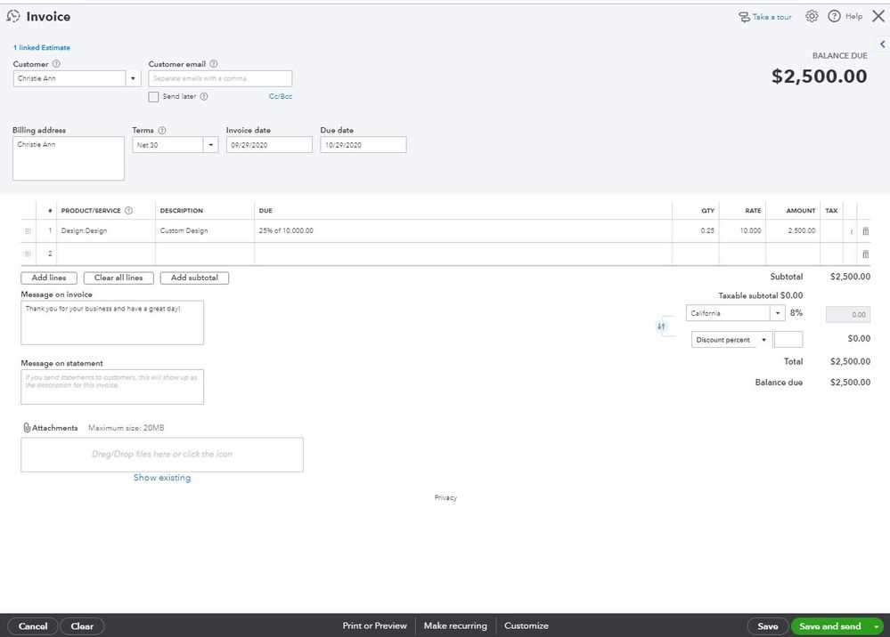 progress invoice template