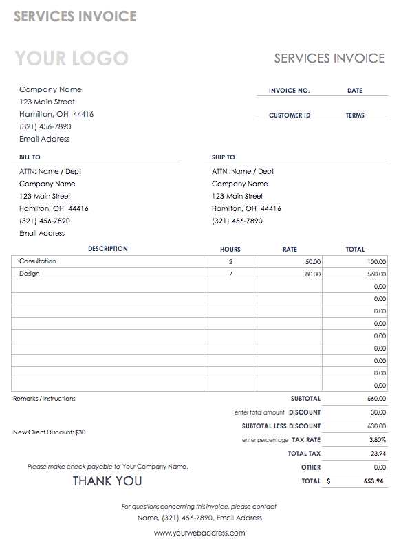 project invoice template excel