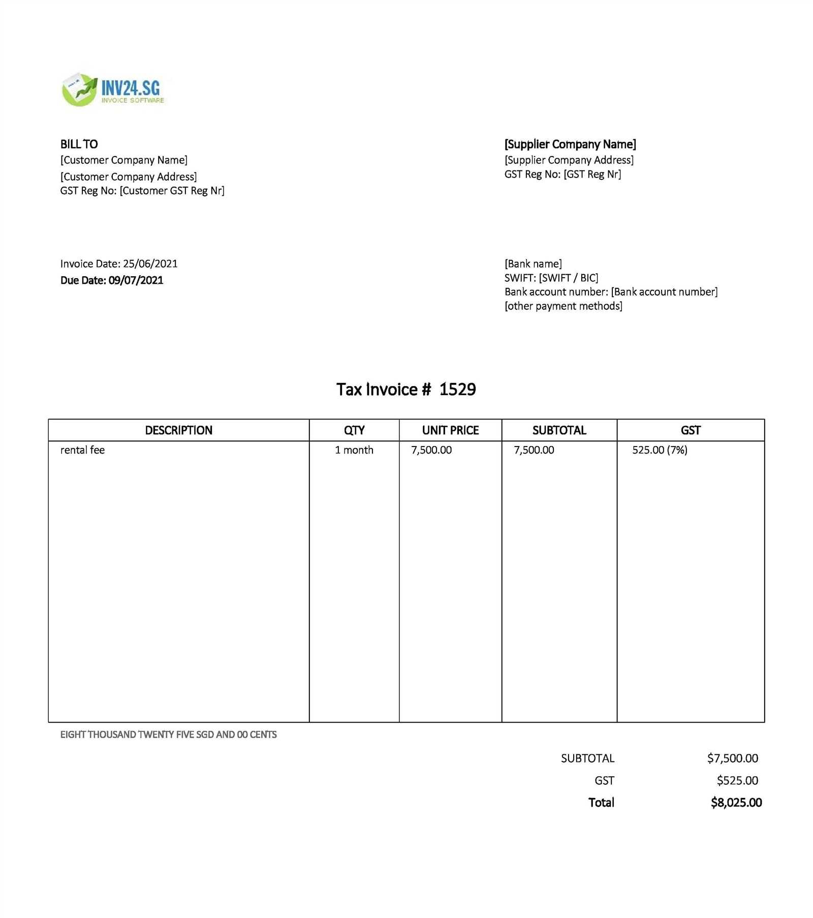 property rental invoice template excel