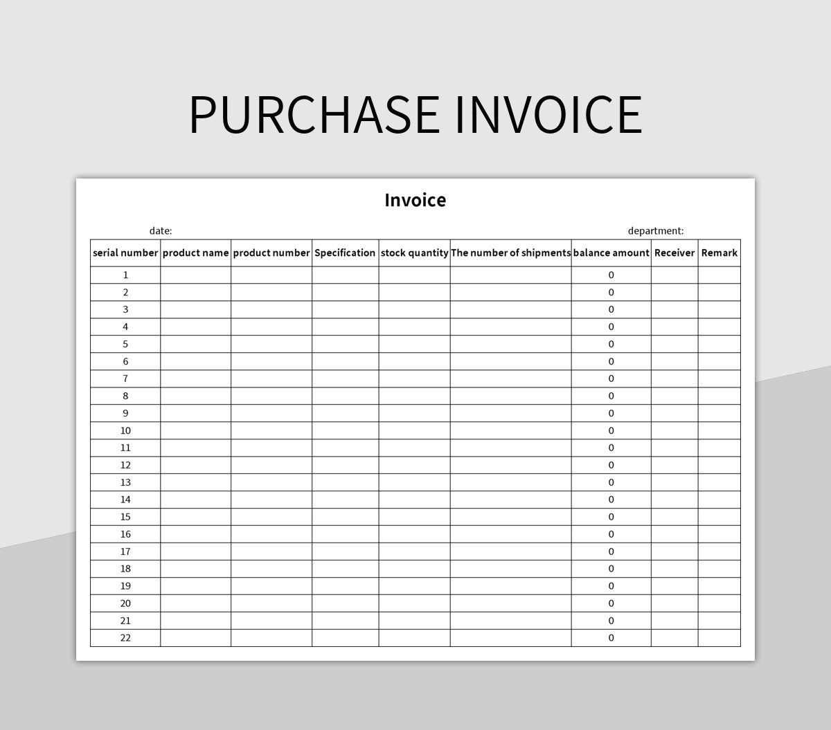 purchase invoice template excel