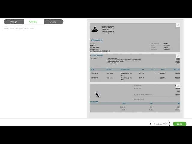 quickbooks create invoice template