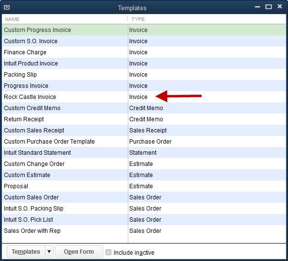 quickbooks how to change invoice template