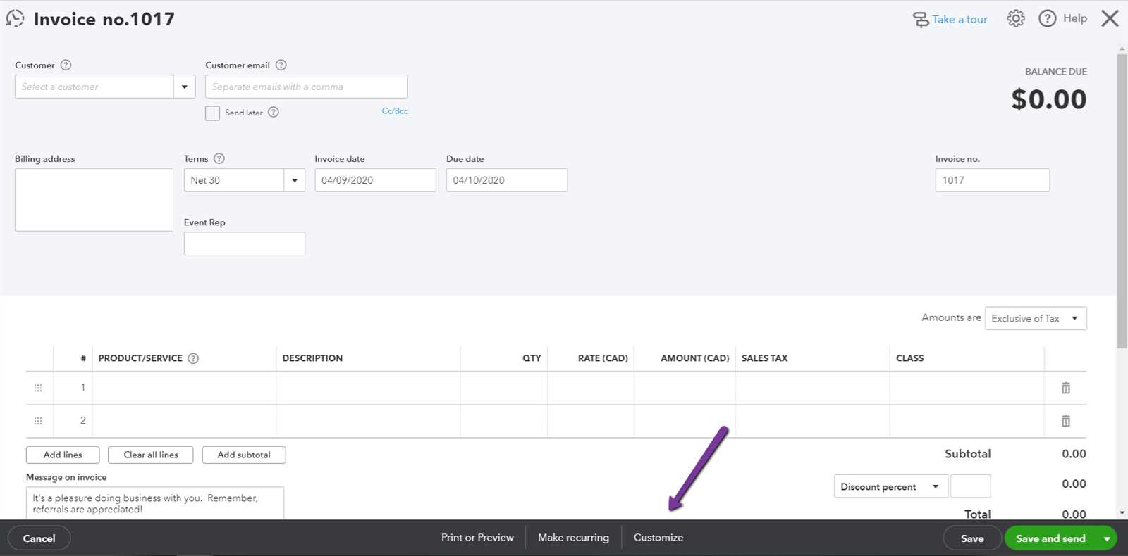 quickbooks iif invoice template