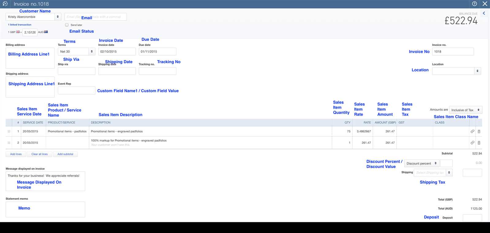 quickbooks import invoice template