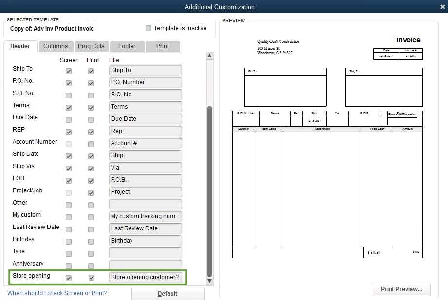 quickbooks multiple invoice templates