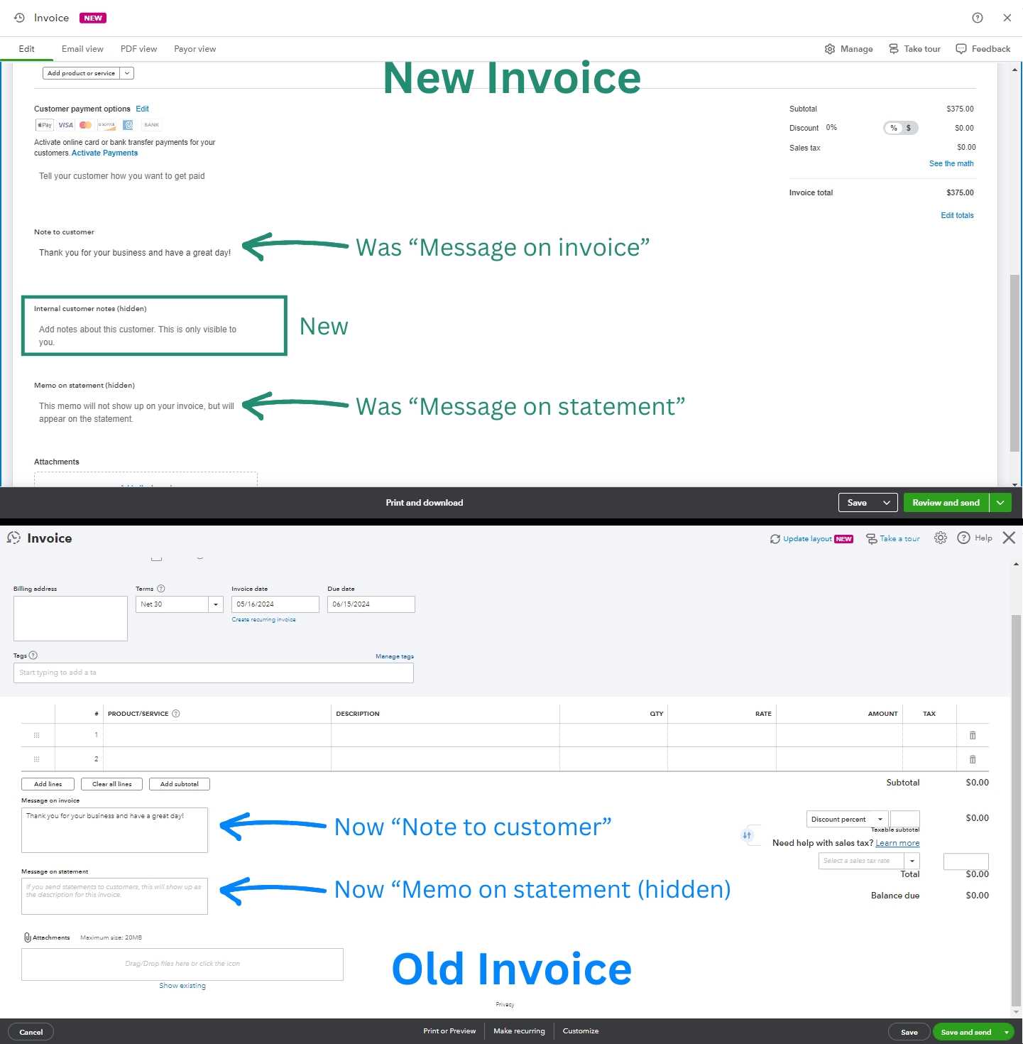 quickbooks online edit invoice template