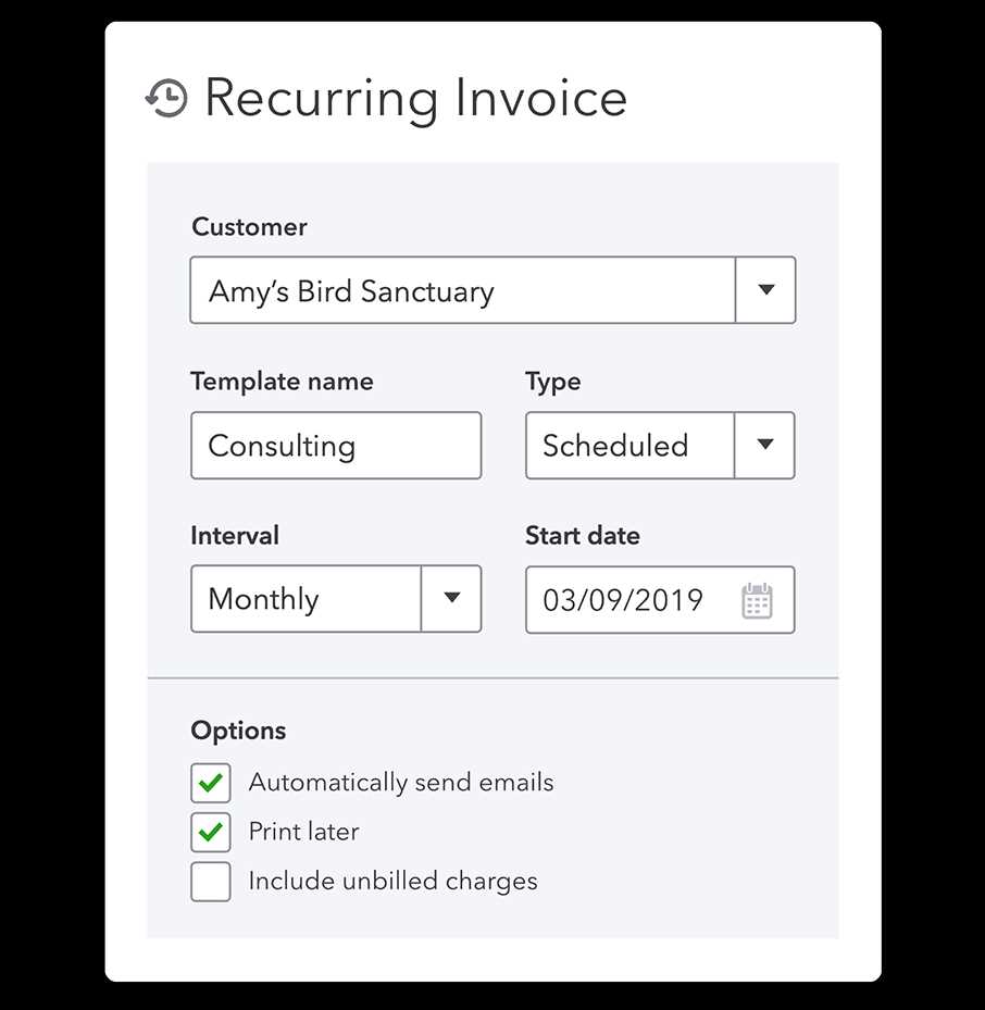 quickbooks recurring invoice template