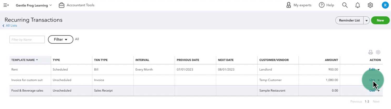 quickbooks recurring invoice template