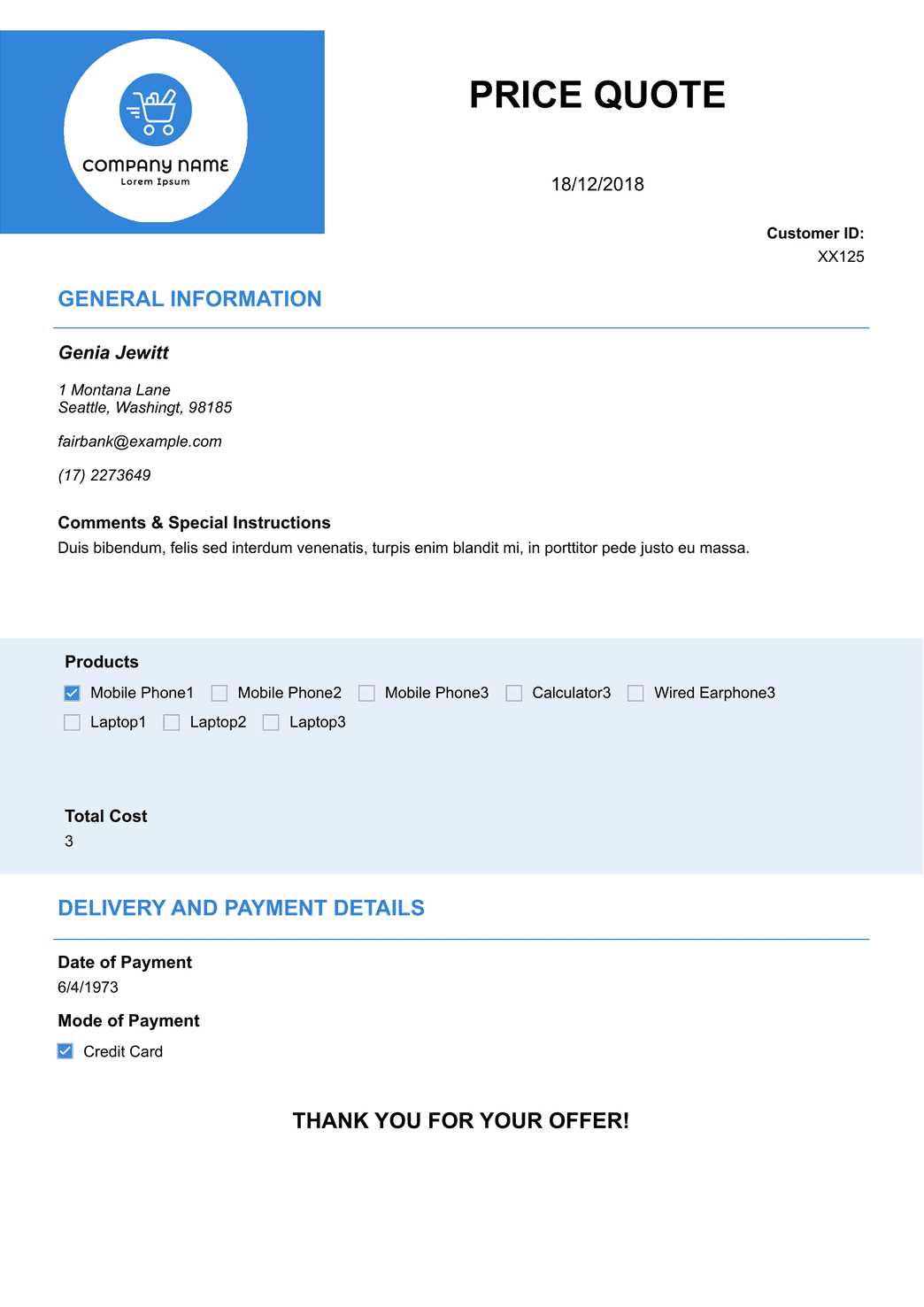quote invoice template