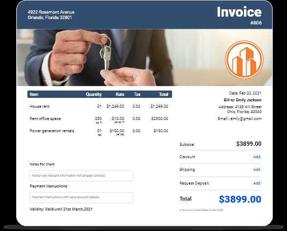 real estate rental invoice template