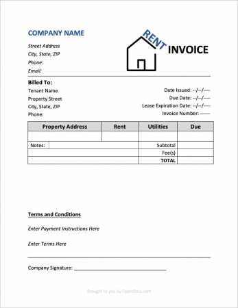 real estate rental invoice template