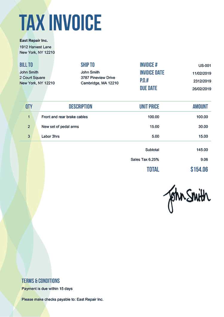 real estate tax invoice template
