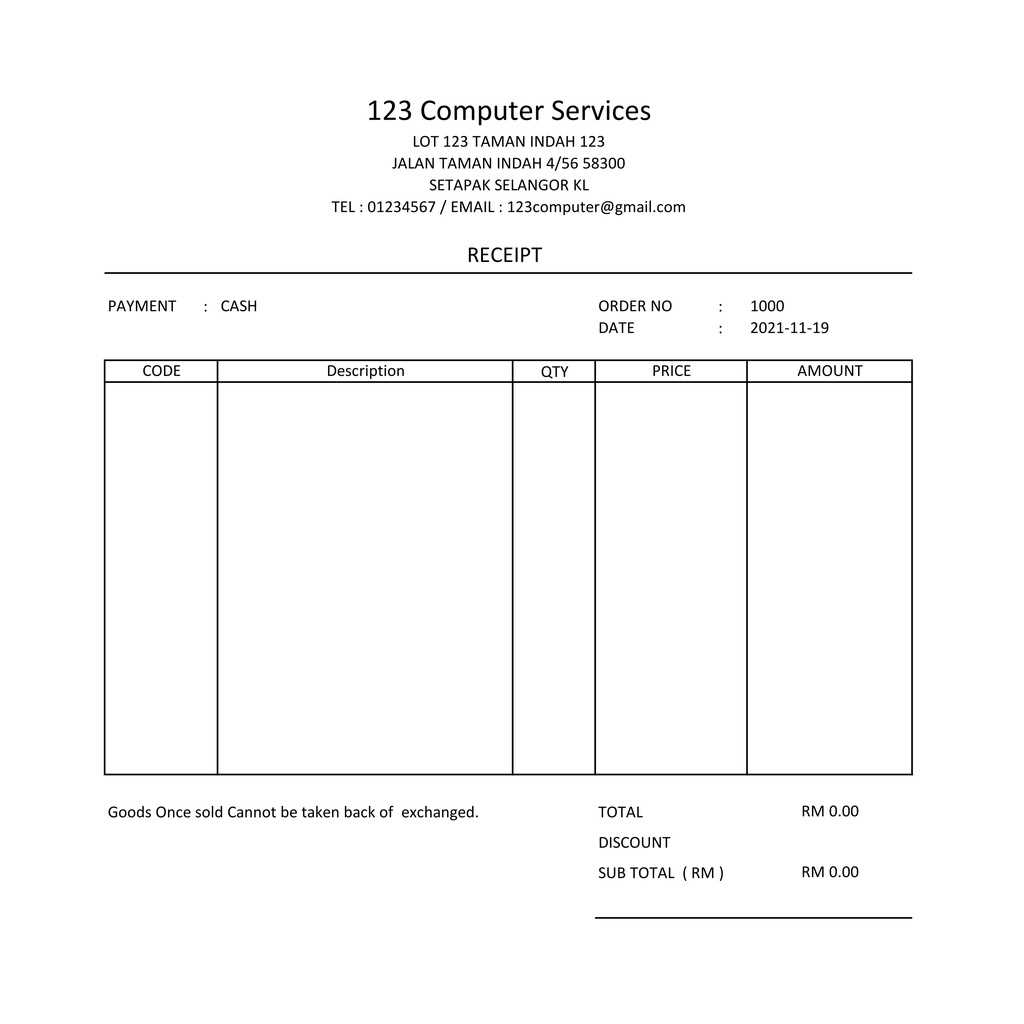 receipt invoice template