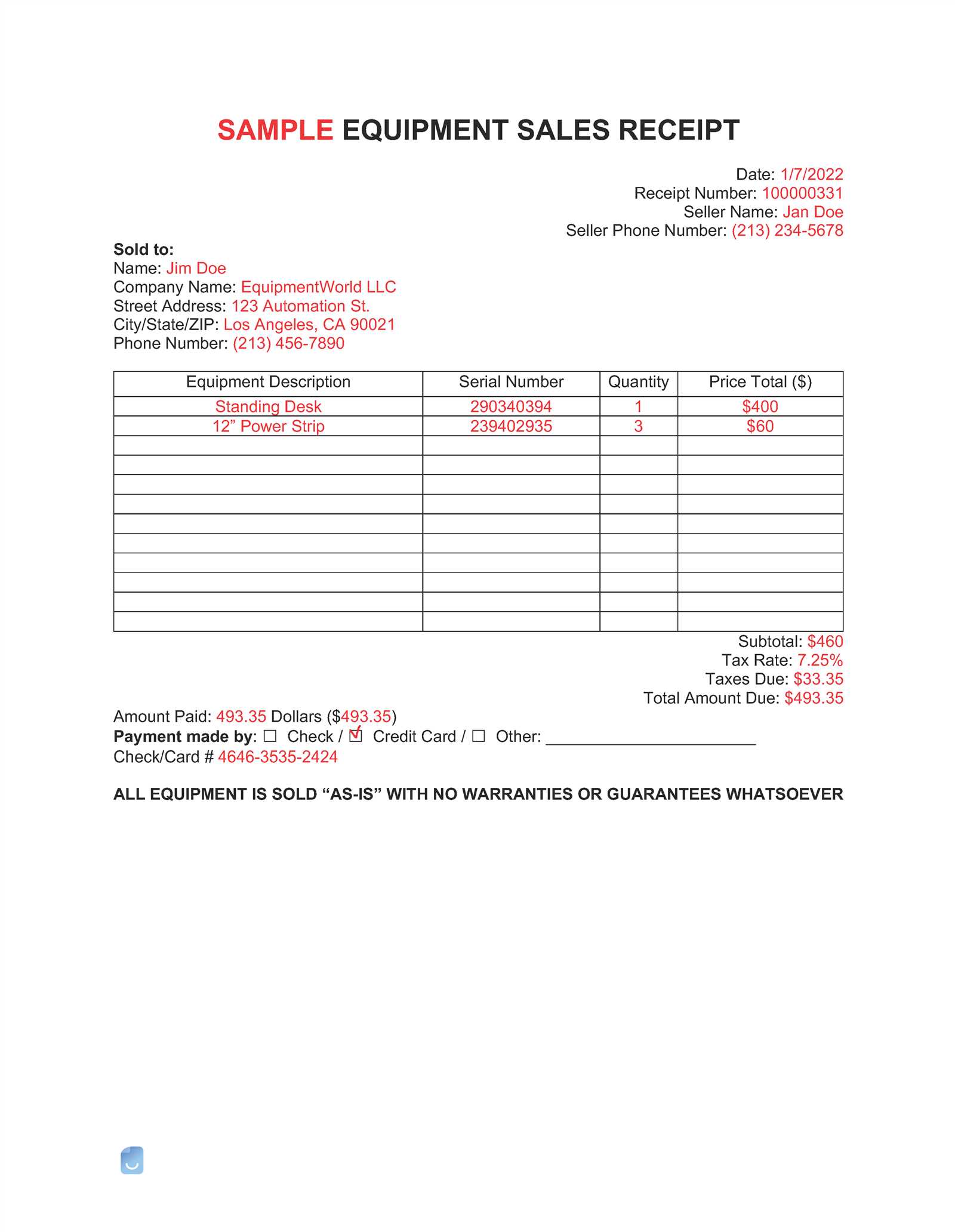 receipt invoice template