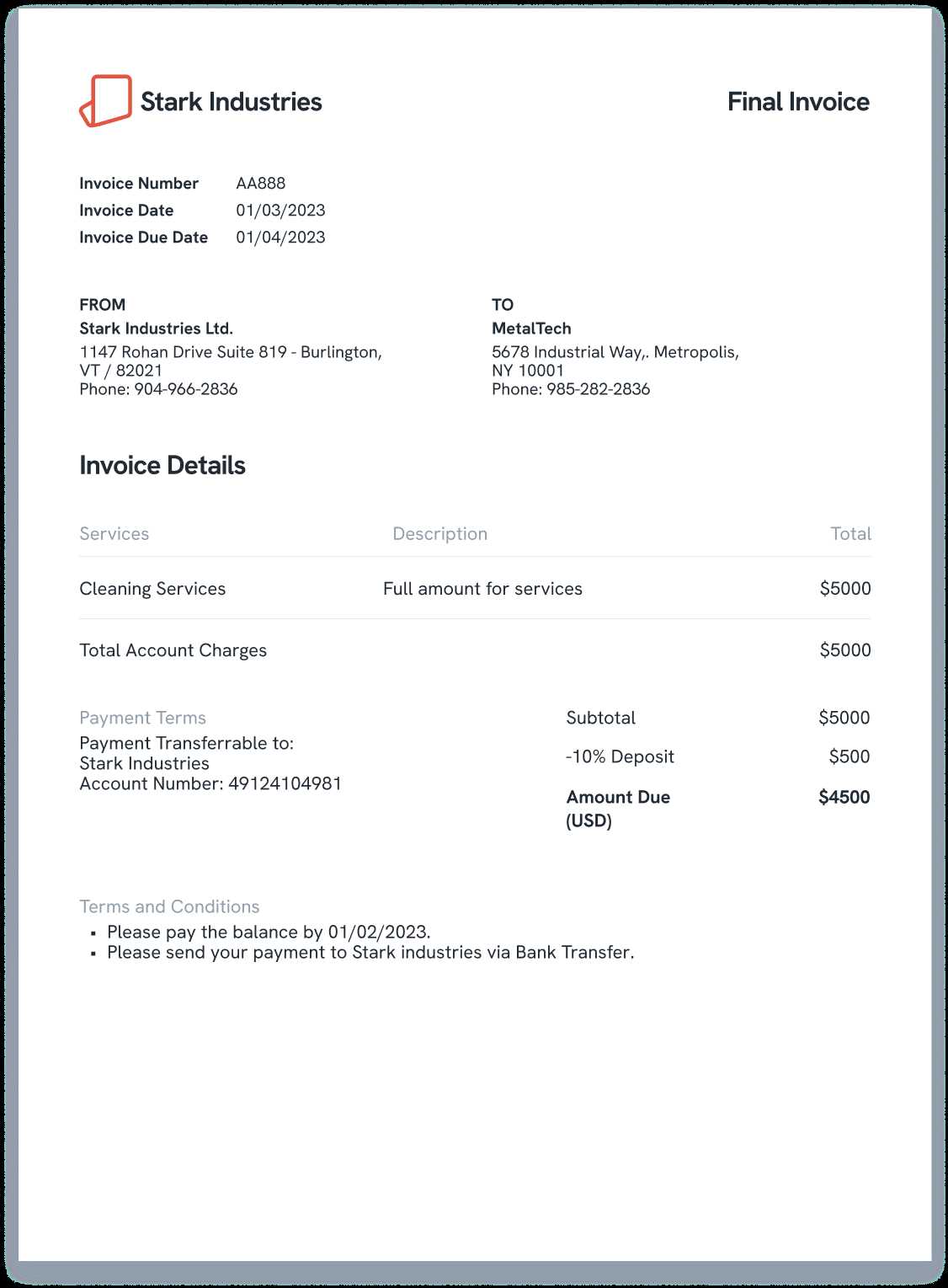 refund invoice template