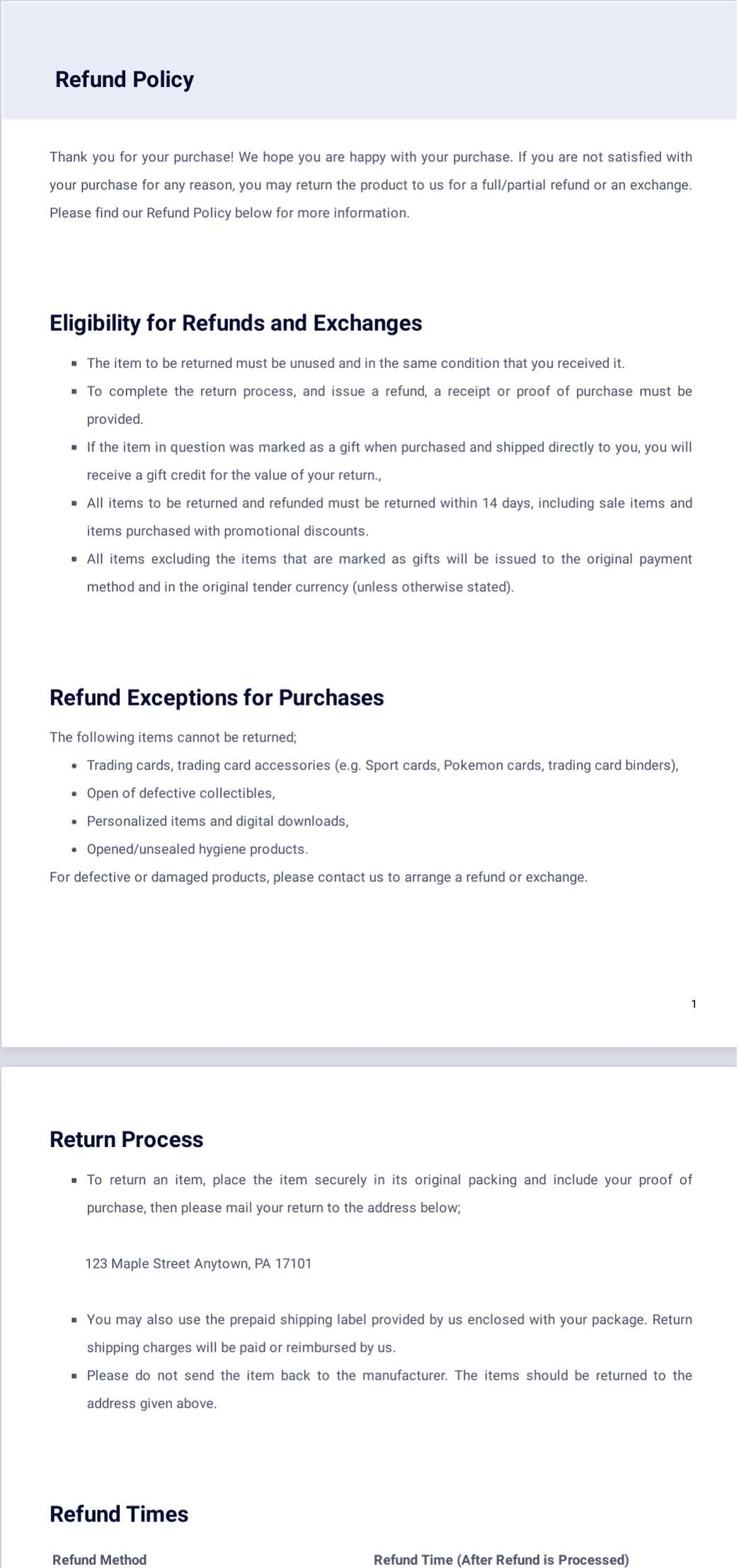refund invoice template