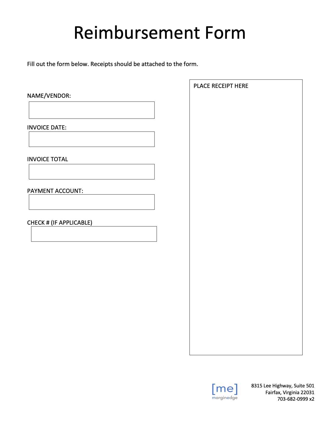 reimbursement invoice template