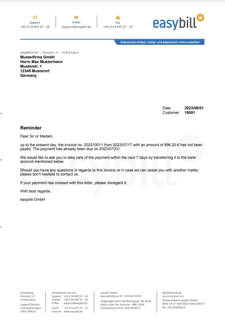 reminder invoice email template