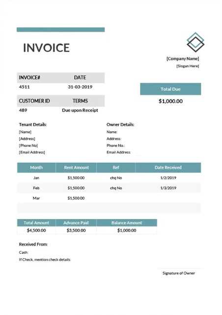 rent invoice template free