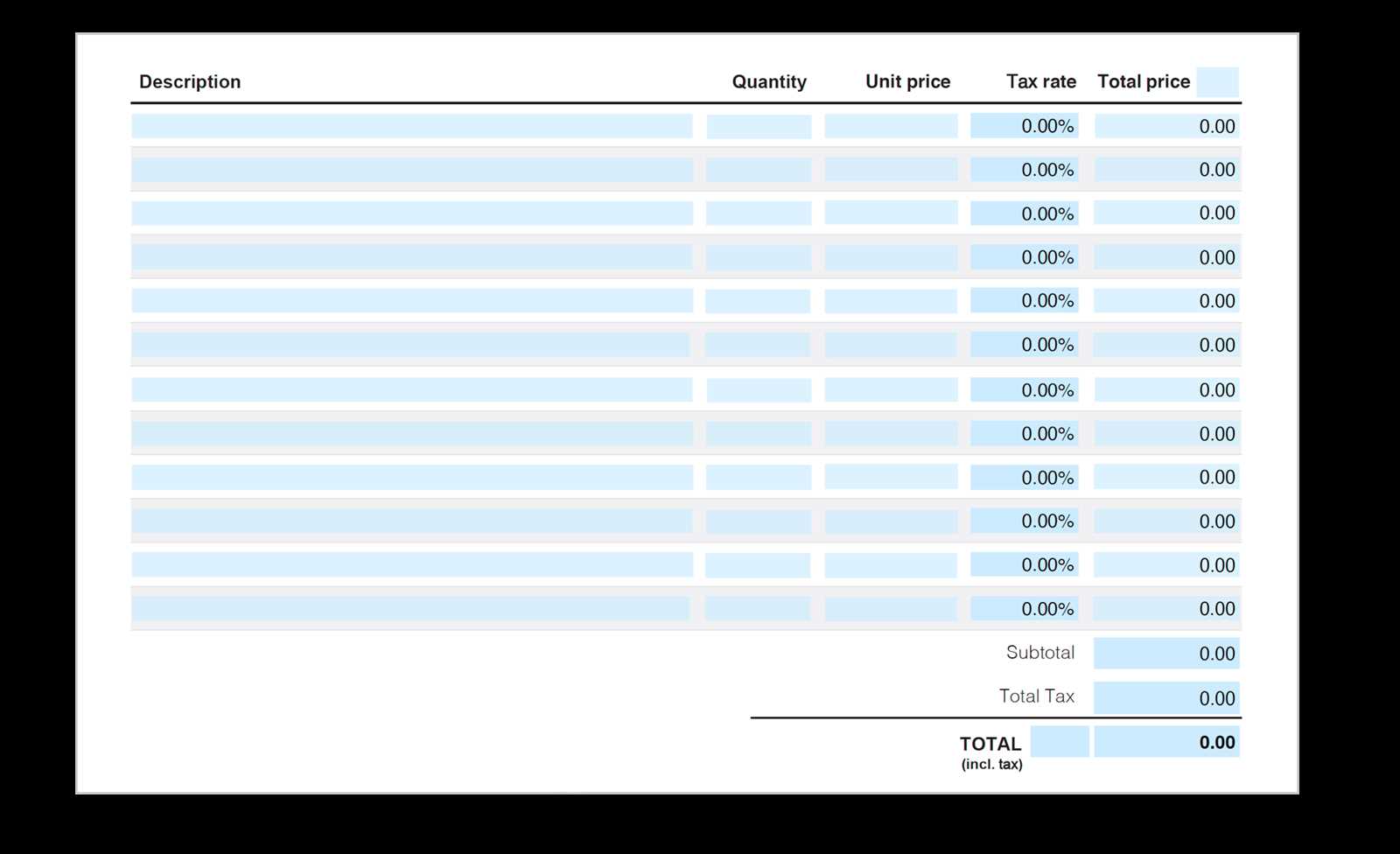 rental invoice template