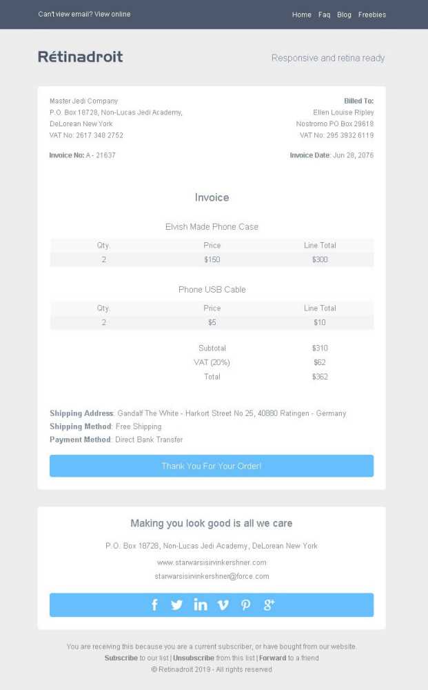 responsive invoice template