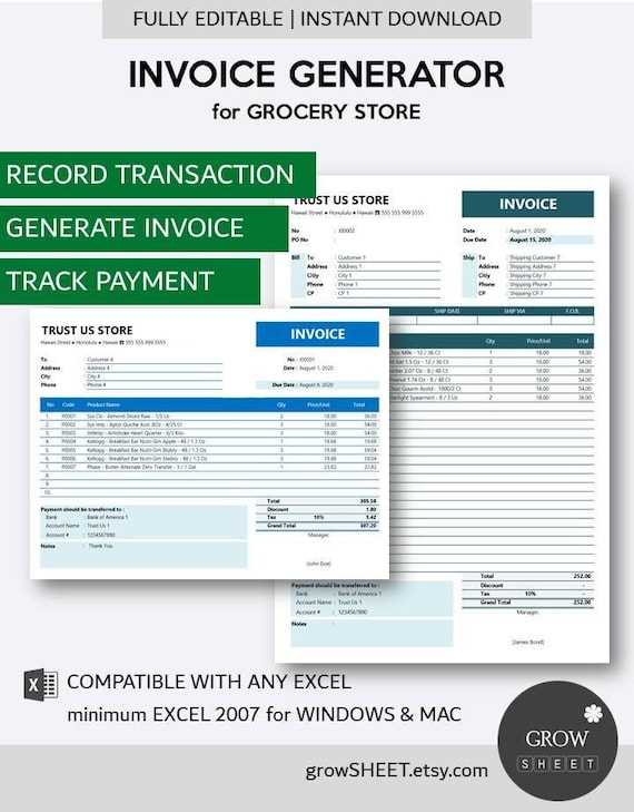 retail invoice template excel