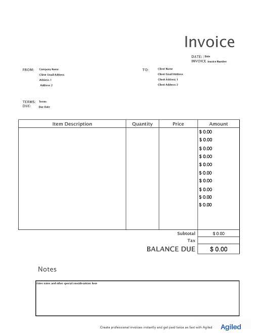 retainer fee invoice template