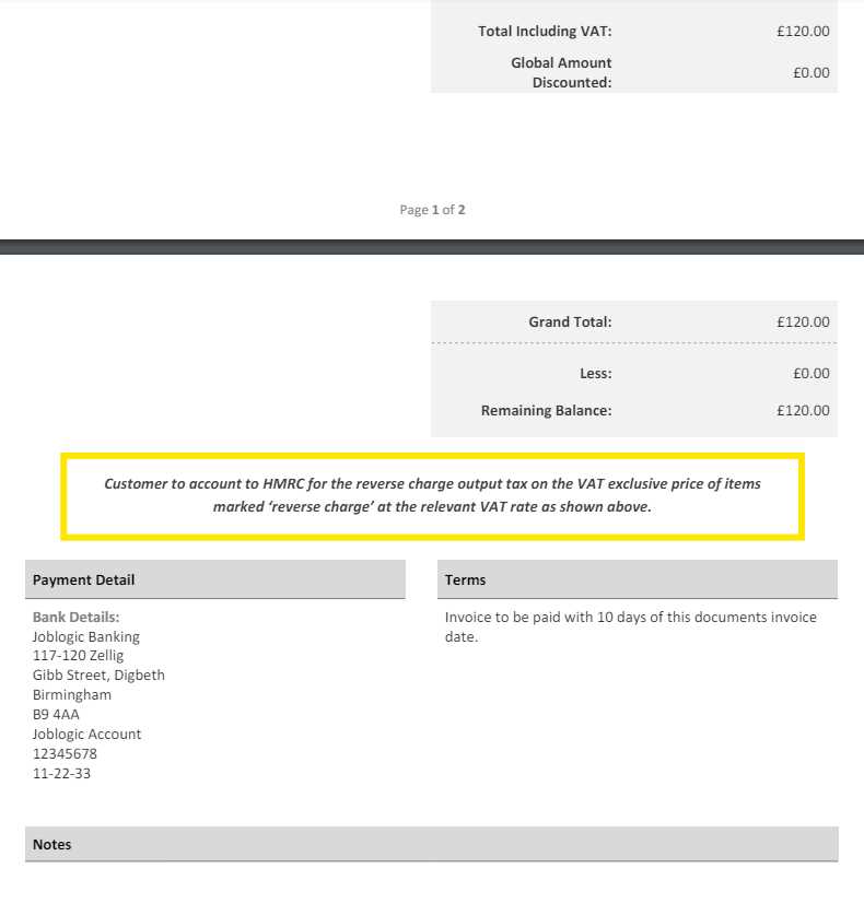 reverse charge invoice template