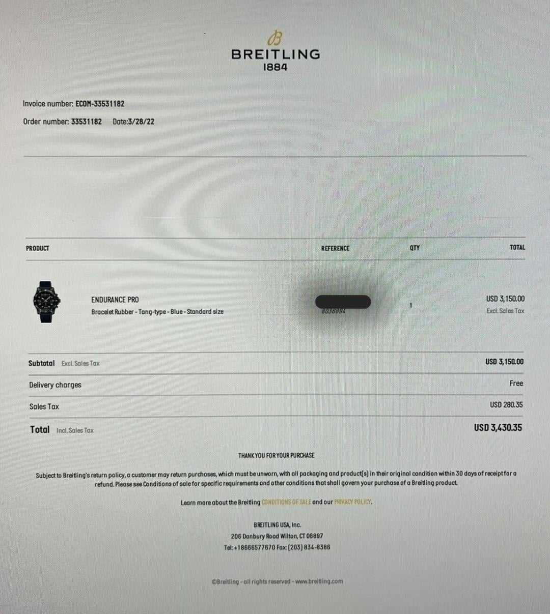 rolex invoice template