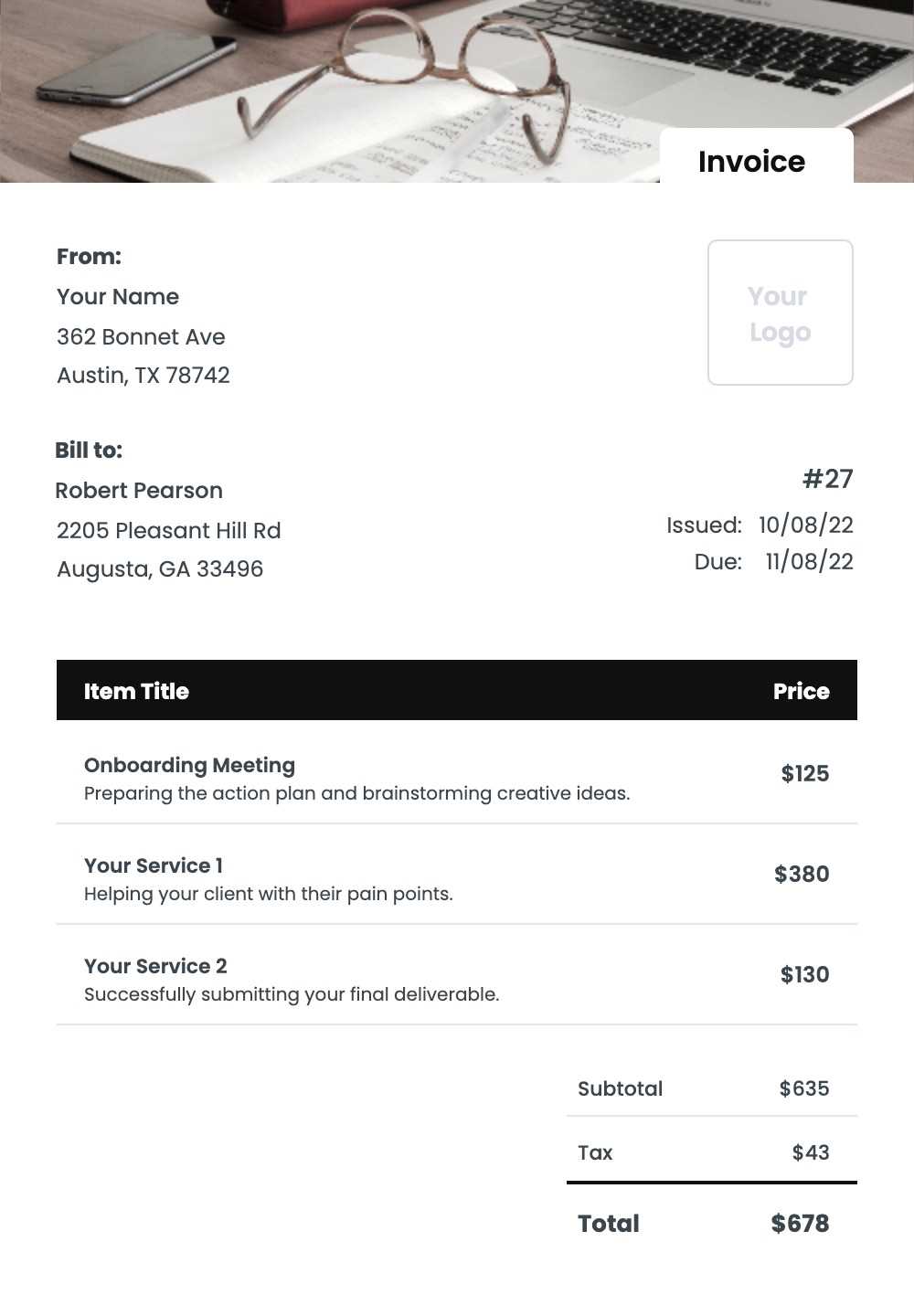 roof repair invoice template