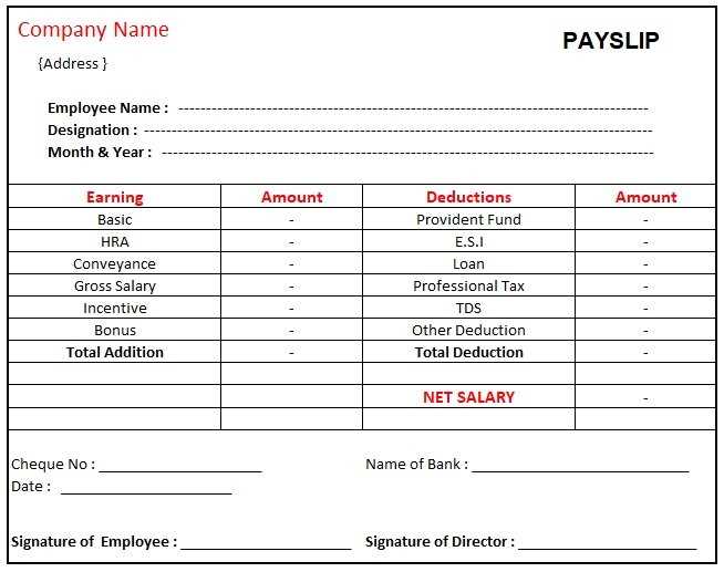 salary invoice template excel