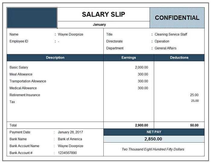 salary invoice template excel