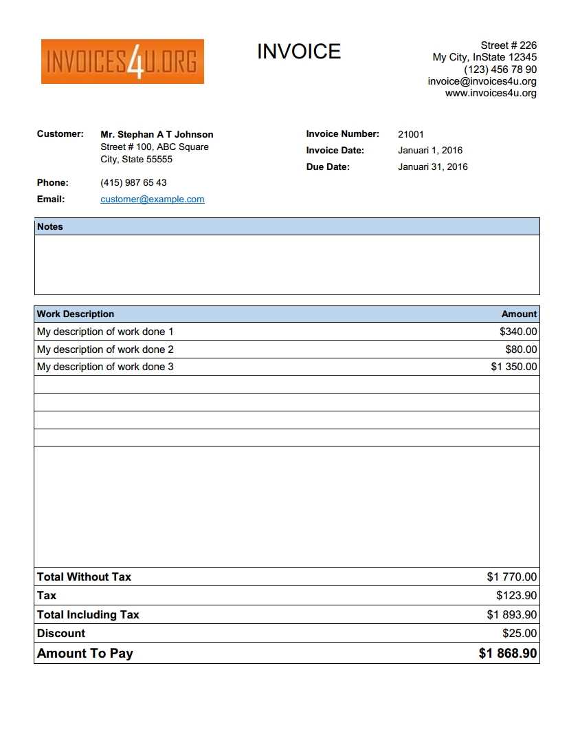 sales invoice template open office
