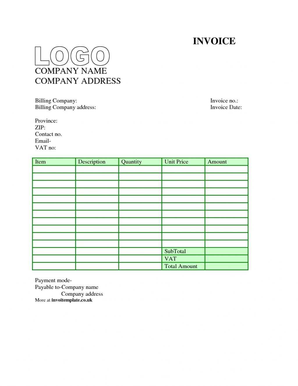 sales invoice template open office