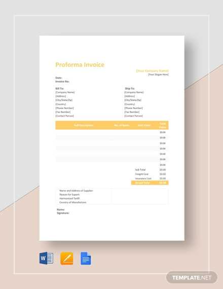 sales proforma invoice template