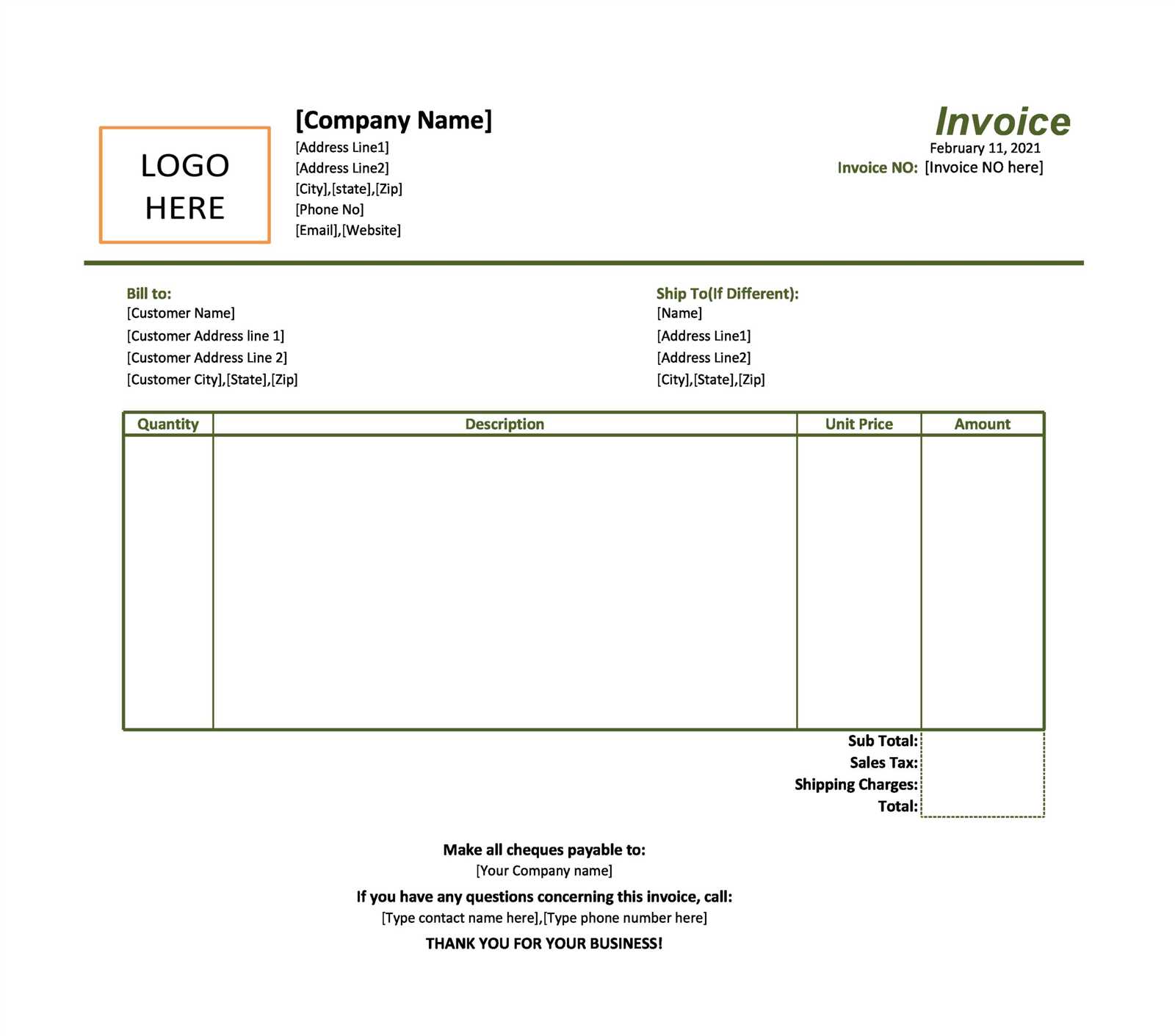 sales return invoice template