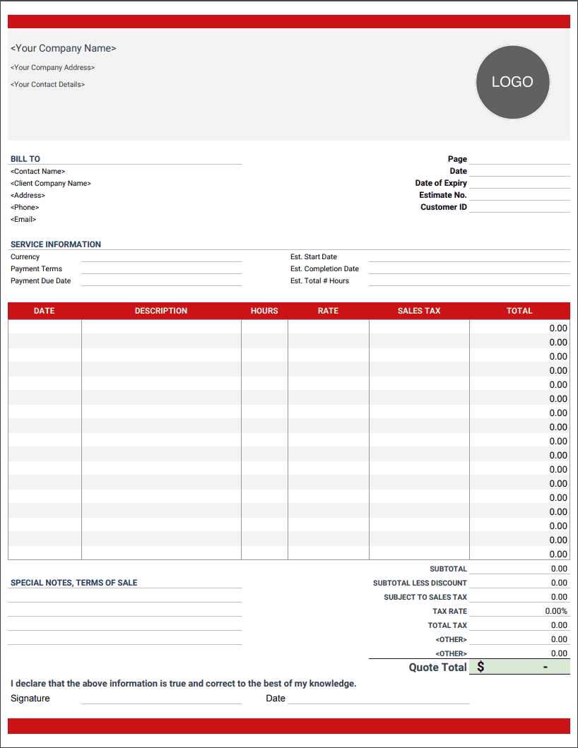 sample commercial invoice template