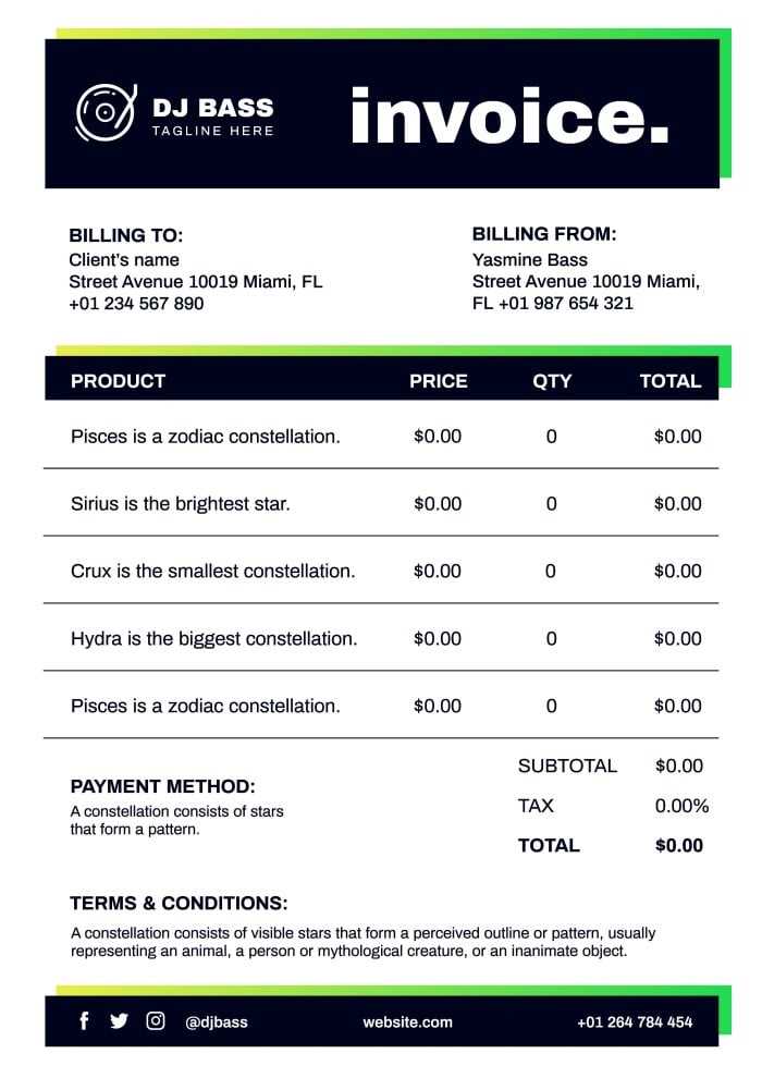 sample dj invoice template