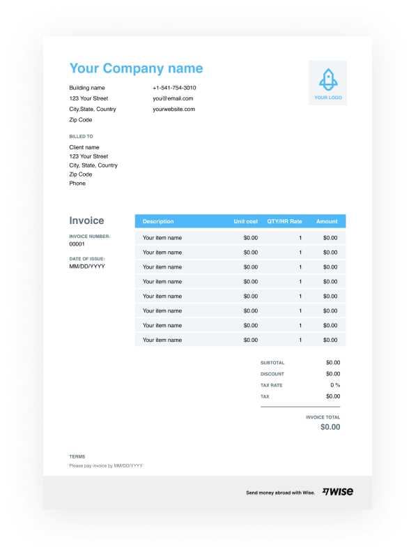 sample excel invoice template