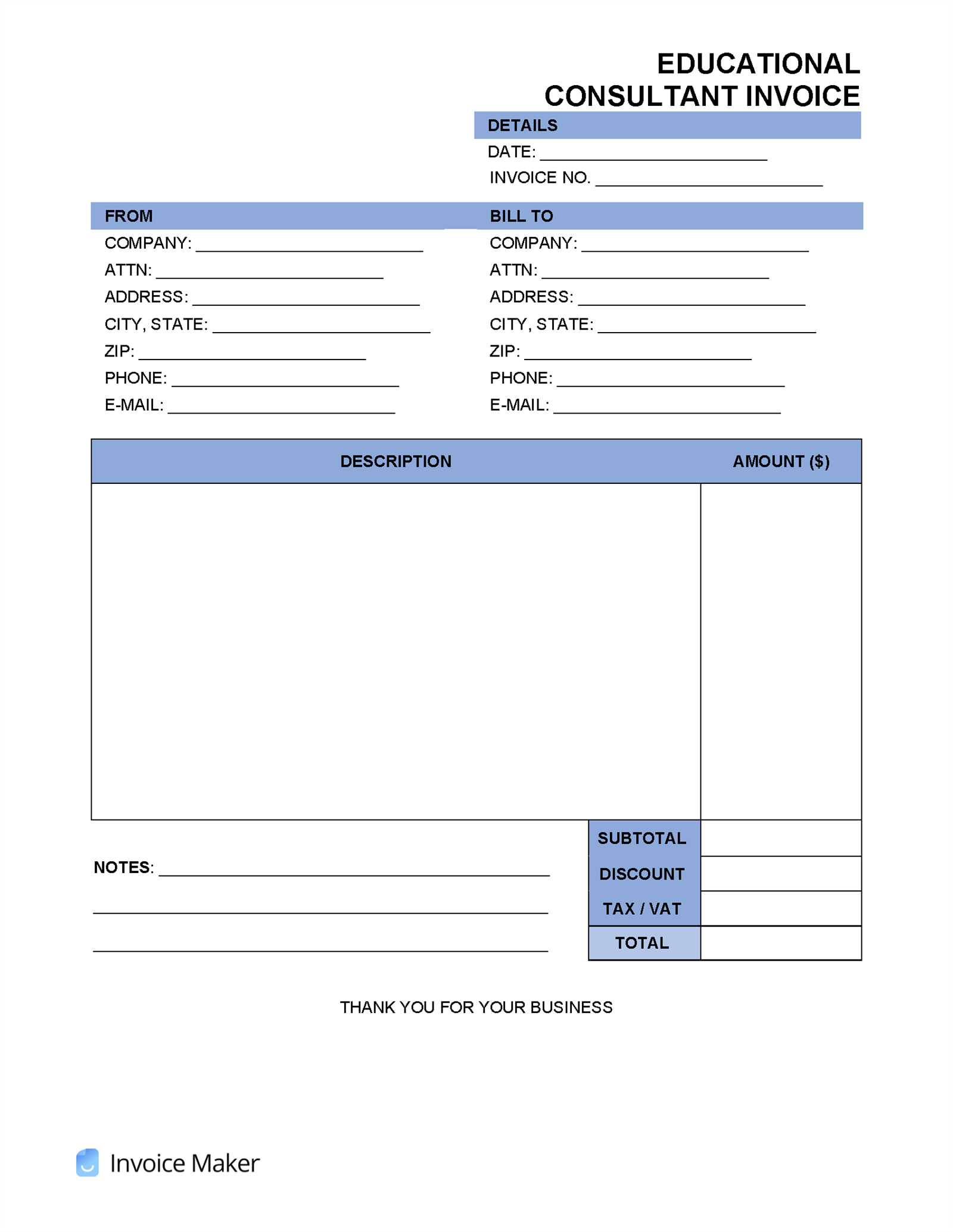 sample invoice template for consulting services