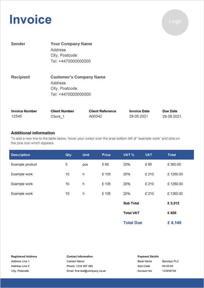 sample invoice templates