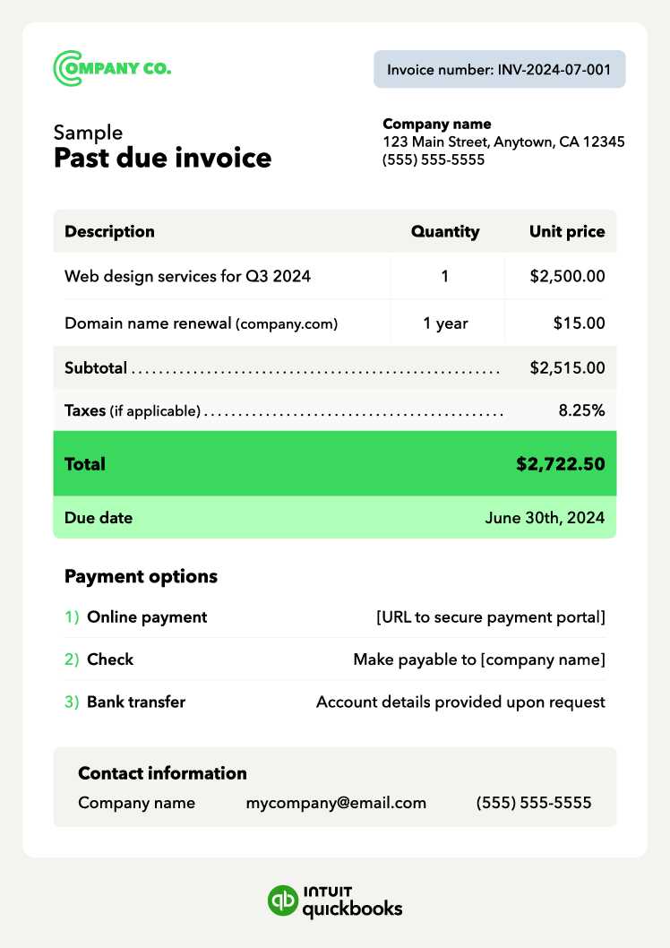 sample quickbooks invoice template