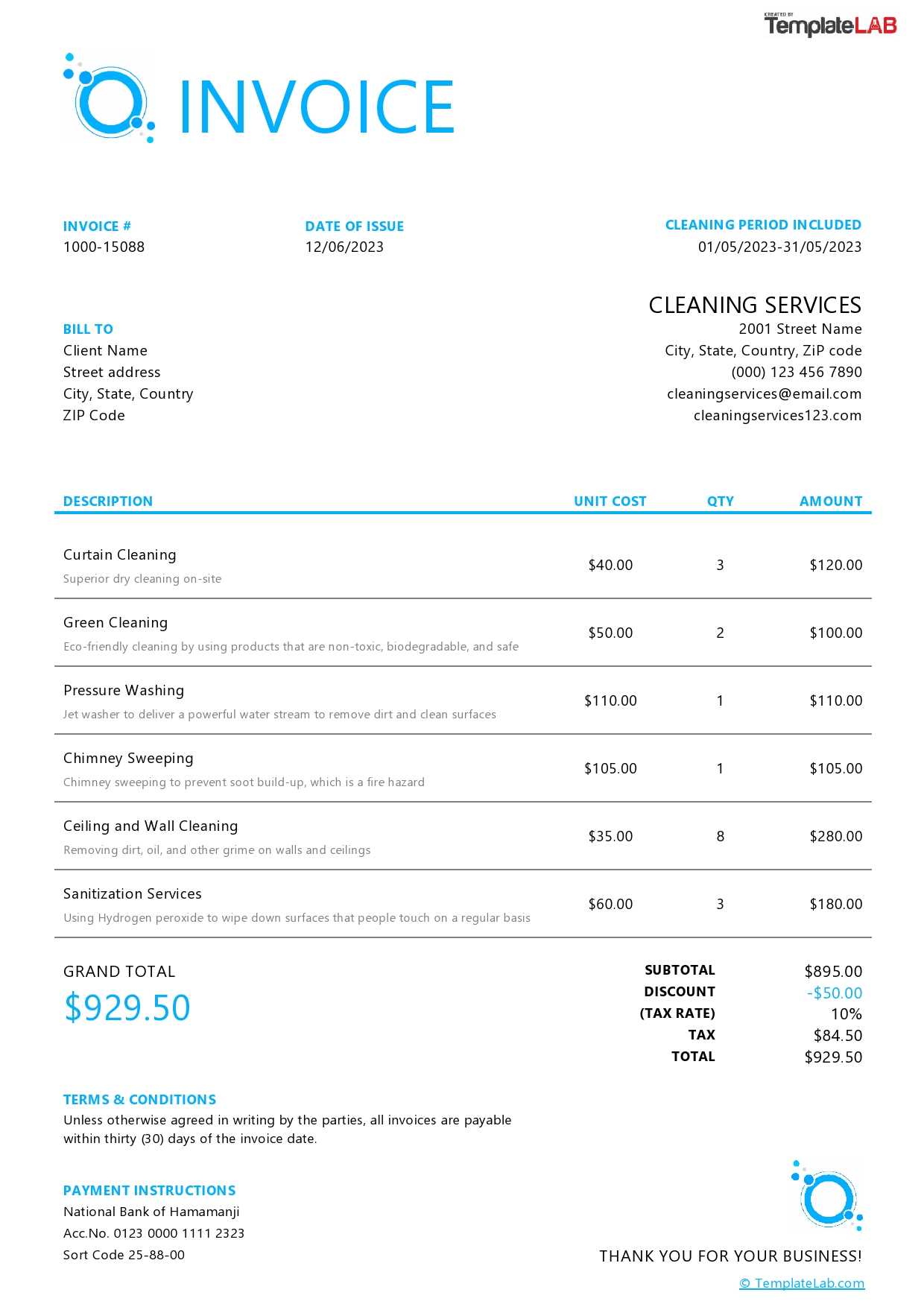 samples of invoices templates