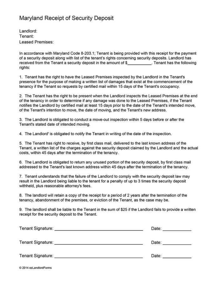 security deposit invoice template