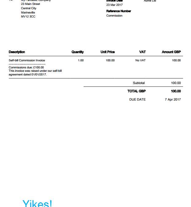 self billing invoice template