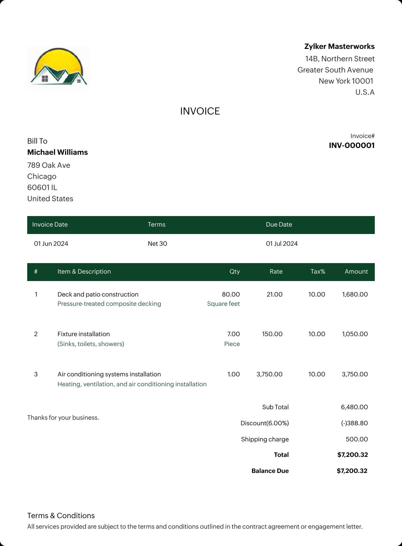 self employed invoice template canada